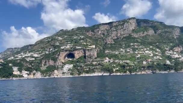 Rocky Cliffs Mountain Landscape Tyrrhenian Sea Costa Amalfitana Italia Nature — Vídeo de stock