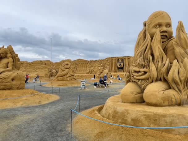 Φεστιβάλ Γλυπτικής Άμμου Υψηλής Ποιότητας Πλάνα Διεθνές Φεστιβάλ Γλυπτικής Άμμου — Αρχείο Βίντεο