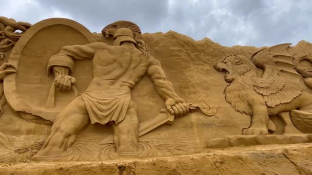 Φεστιβάλ Γλυπτικής Άμμου Υψηλής Ποιότητας Πλάνα Διεθνές Φεστιβάλ Γλυπτικής Άμμου — Αρχείο Βίντεο