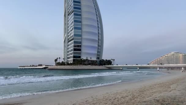 Dubai Burj Arab Hotel Egyesült Arab Emírségek Kilátás Luxus Strand — Stock videók