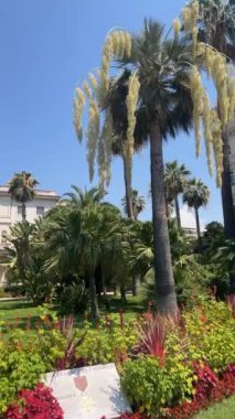 Nice, Fransız Rivierası 'ndaki İngiliz gezinti yolu ve plajı. Nice 'teki Gezinti Güvertesi. Nice, her yıl 4 milyon ziyaretçinin katıldığı popüler bir Akdeniz turizm beldesi.