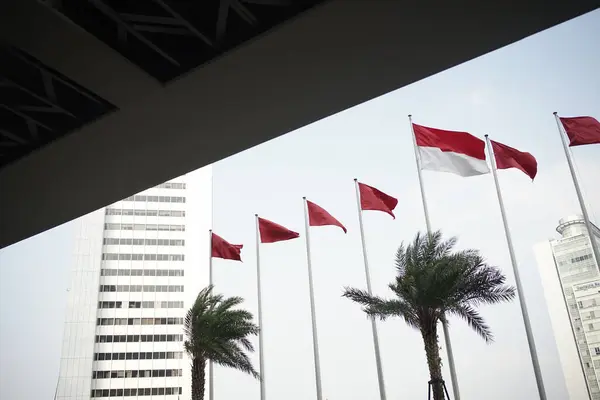 Bandera Indonesia Ondea Entre Otras Banderas — Foto de Stock