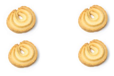 Danimarka tereyağlı kurabiye. Beyaz arka planda izole edilmiş. Ticari kullanım için mükemmel. Kapat.,