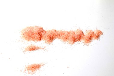 Beyaz üzerine Pembe Himalaya Tuzu Yığını