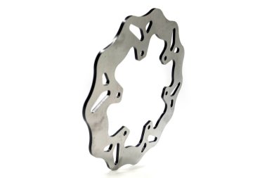 Fren pervanesini kapat, beyaz zemin üzerinde izole edilmiş, motorsiklet fren diski