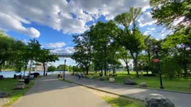 This video shows views of the Robert F Kennedy (RFK) bridge from Astoria Park, Queens.  The RFK bridge - better known as the Triborough Bridge connects Queens and The Bronx, NY.  