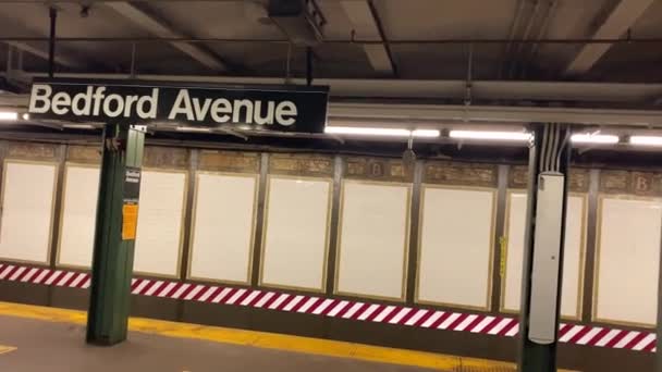 Video Shows Subway Train Different Stops Heading Manhattan Covid 2020 — Vídeos de Stock