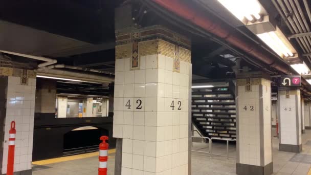 Video Shows Subway Train Different Stops Heading Manhattan Covid 2020 — Video Stock