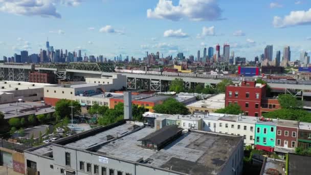 Toto Video Ukazuje Scénické Letecké Pohledy Gowanus Parkslope Centrum Brooklyn — Stock video