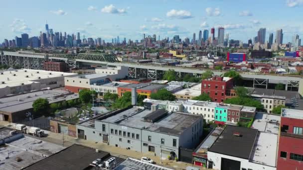 Video Shows Scenic Aerial Views Gowanus Parkslope Downtown Brooklyn Area — Stock Video