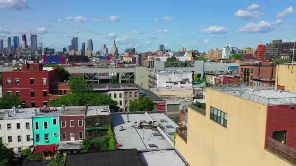 Este Vídeo Mostra Vistas Aéreas Panorâmicas Área Gowanus Parkslope Downtown — Vídeo de Stock