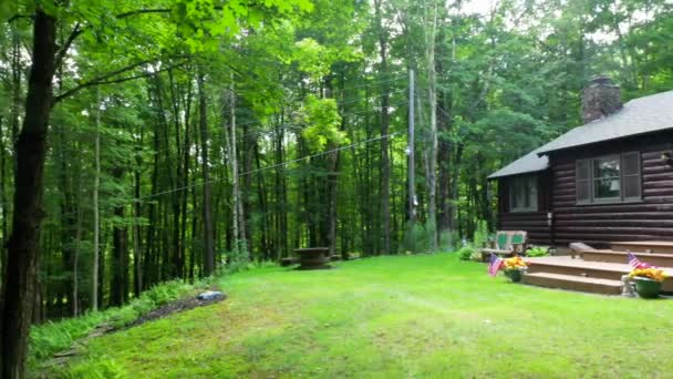 Este Vídeo Mostra Vistas Uma Cabana Fortemente Arborizada Catskills — Vídeo de Stock