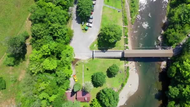 Denna Video Visar Berömd Beaverkill Cover Bridge Catskills Som Korsar — Stockvideo