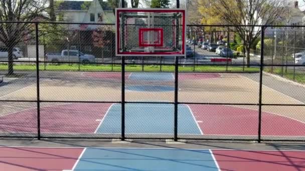 Deze Video Toont Uitzichten Een Leeg Basketbalveld Met Velgen Verwijderd — Stockvideo