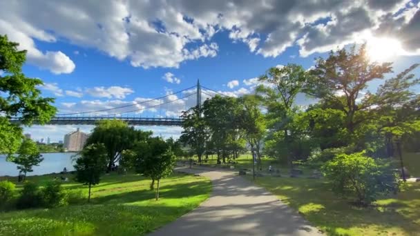 Video Shows Views Robert Kennedy Rfk Bridge Astoria Park Queens — Stok video