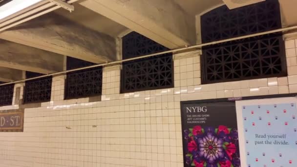 Video Shows Subway Station Stop New York City — Stock video