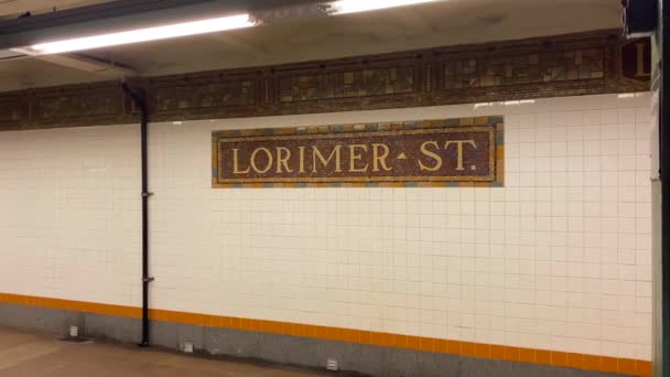 Video Shows Subway Station Stop New York City — Αρχείο Βίντεο