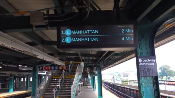 Video Shows Subway Train Different Stops Heading Manhattan Covid Summer — Vídeos de Stock