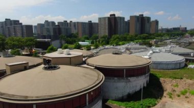This is an aerial view of the 26th Ward Wastewater Plant in Brooklyn.  