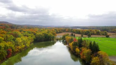 This video shows gorgeous aerial views of the Autumn landscape.