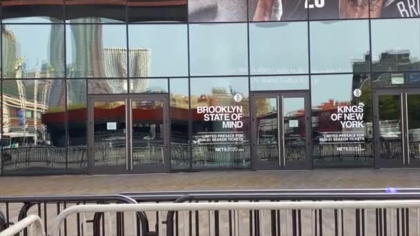 Ten Film Pokazuje Widok Nowe Centrum Barclays Centrum Brooklynu Barclays — Wideo stockowe