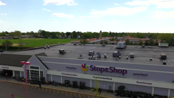 Aerial View Stop Shop Grocery Store — Vídeos de Stock