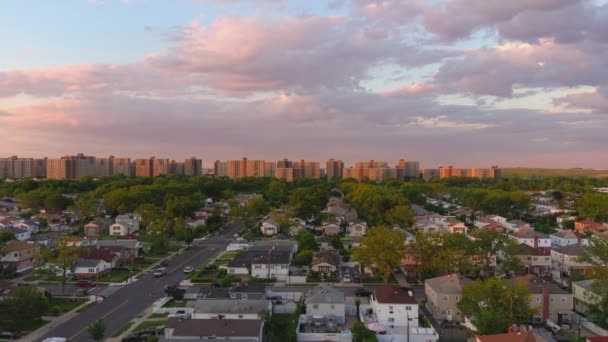 Αυτή Εναέρια Άποψη Μιας Γειτονιάς Canarsie Και Ανατολική Νέα Υόρκη — Αρχείο Βίντεο
