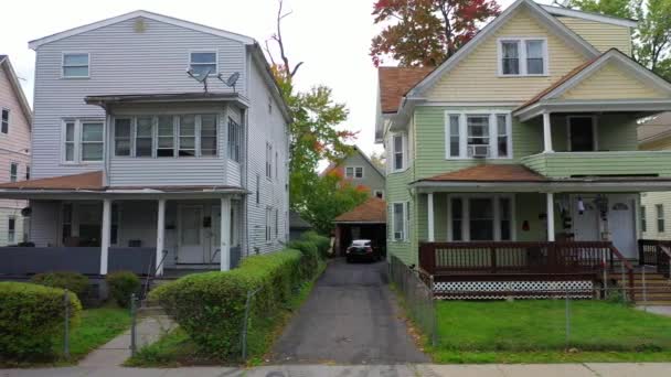 Video Shows Aerial Views Inner City Neighborhood Homes Hartford — Stock video