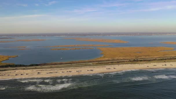 Aerial Shot Beach Long Island — Stock videók