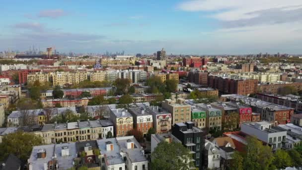 今天早上的录像显示了纽约布鲁克林一个褐石社区的风景街道景观 — 图库视频影像