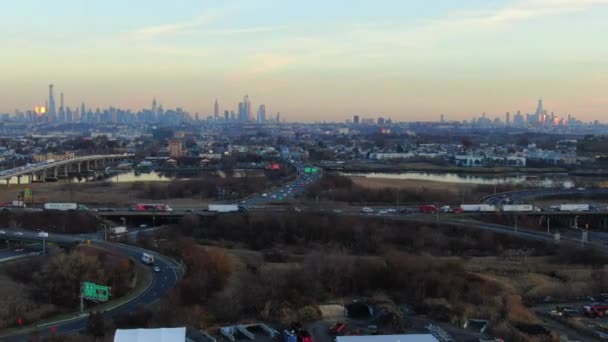 Aerial View New York City Shot Meadowlands New Jersey — Wideo stockowe