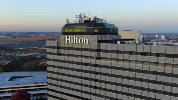 Dit Een Luchtfoto Van Het Hilton Hotel Meadowlands New Jersey — Stockvideo