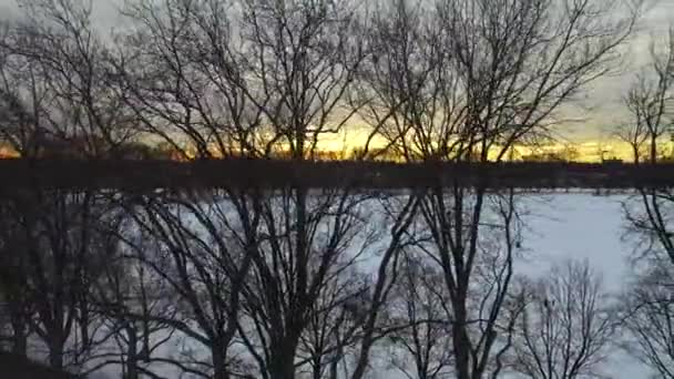 这段视频展示了纽约布鲁克林一个被雪覆盖的公园的空中景观 — 图库视频影像
