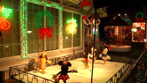 Видео Показывает Вид Знаменитый Рождественский Дом Седдио Канарси Бруклин Выставляется — стоковое видео