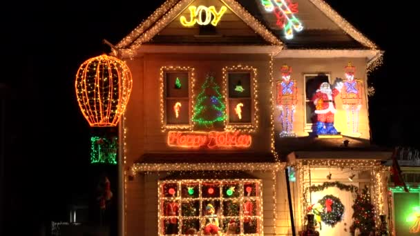 Video Shows View Famous Seddio Christmas House Canarsie Brooklyn Has — Stock Video