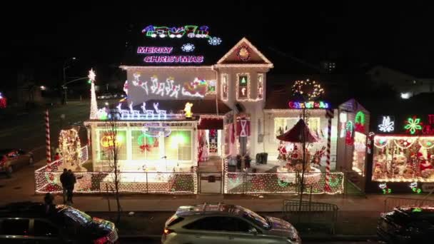 Toto Video Ukazuje Pohled Slavný Vánoční Dům Seddio Canarsie Brooklyn — Stock video