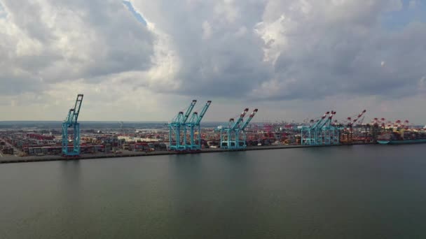 Video Shows Epic Aerial Views Newark Bay New Jersey — Stock Video