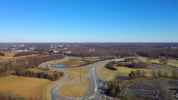 Video Shows Views Aerial Views Route One Highway Interchange Princeton — Stock Video