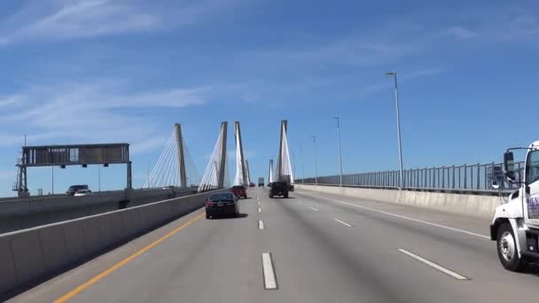 Denna Video Visar Över Goethals Bridge Elizabeth — Stockvideo