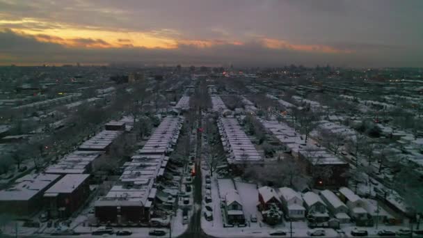 Toto Video Ukazuje Nádherný Výhled Brooklyn Čtvrti Sněhové Bouři Během — Stock video