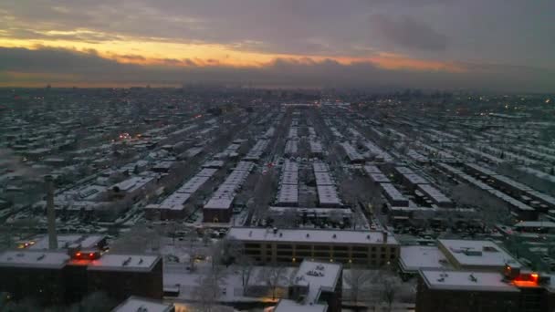 Video Shows Stunning Views Brooklyn Neighborhoods Snowstorm Sunset — Stock Video