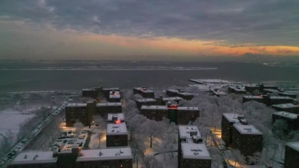 Denna Video Visar Fantastisk Utsikt Över Brooklyn Stadsdelar Efter Snöstorm — Stockvideo