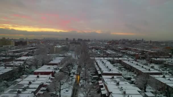 Ten Film Pokazuje Wspaniałe Widoki Brooklyn Dzielnice Burzy Śnieżnej Podczas — Wideo stockowe