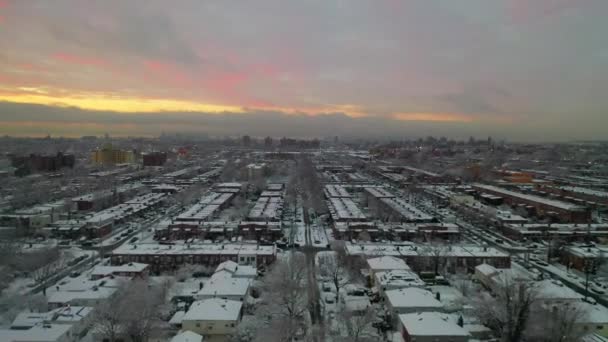 Toto Video Ukazuje Nádherný Výhled Brooklyn Čtvrti Sněhové Bouři Během — Stock video