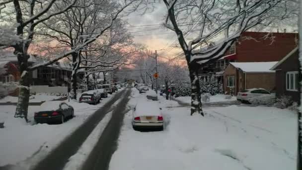 Відео Показує Приголомшливі Види Брукліна Нью Йорк Після Снігової Бурі — стокове відео