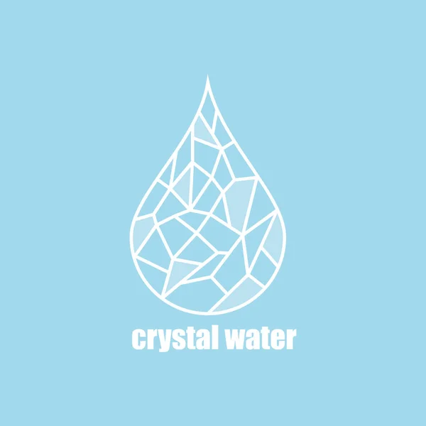 Blauwe Veelhoekige Waterdruppel Icoon Kristalwater Merk Logo Geometrische Aqua Concept — Stockvector