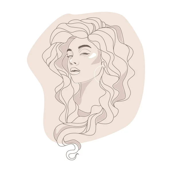 Logo Minimalista Woman Line Art Naturaleza Cosméticos Orgánicos Maquillaje Mujer — Vector de stock