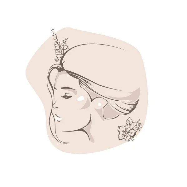 Logo Minimaliste Woman Line Art Nature Cosmétiques Bio Maquillage Jolie — Image vectorielle