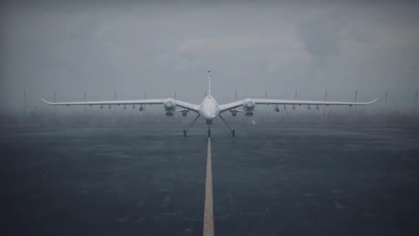 Bayraktar Tb2 Unbemanntes Luftfahrzeug Uav Hebt Vom Boden Den Himmel — Stockvideo