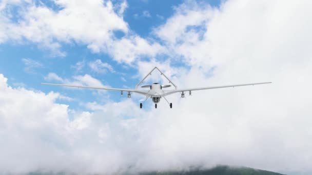 Bayraktar Tb2 Avião Guerra Nacional Nacional Turquia Pairando Céu Nublado — Vídeo de Stock